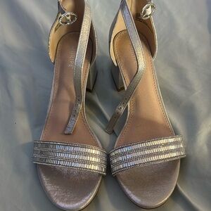 Maripe Silver Rhinestone Embellished Heels